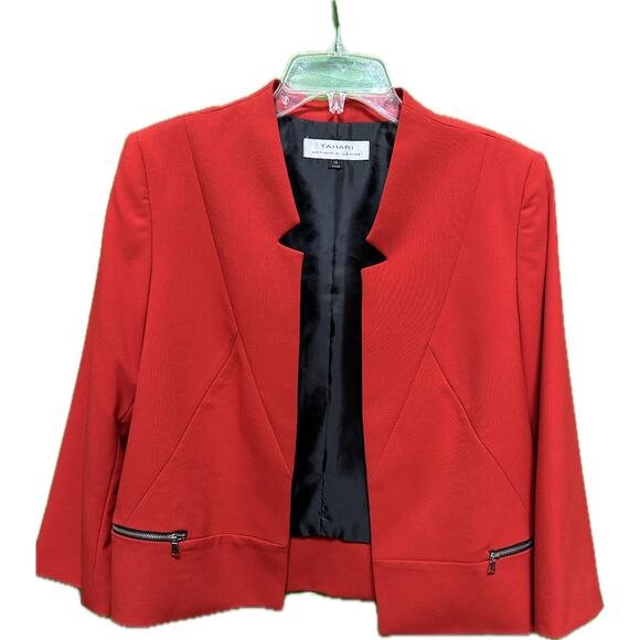 Tahari Arthur S. Levine Tomato Red Blazer Jacket Size 10 NWT - Picture 1 of 10
